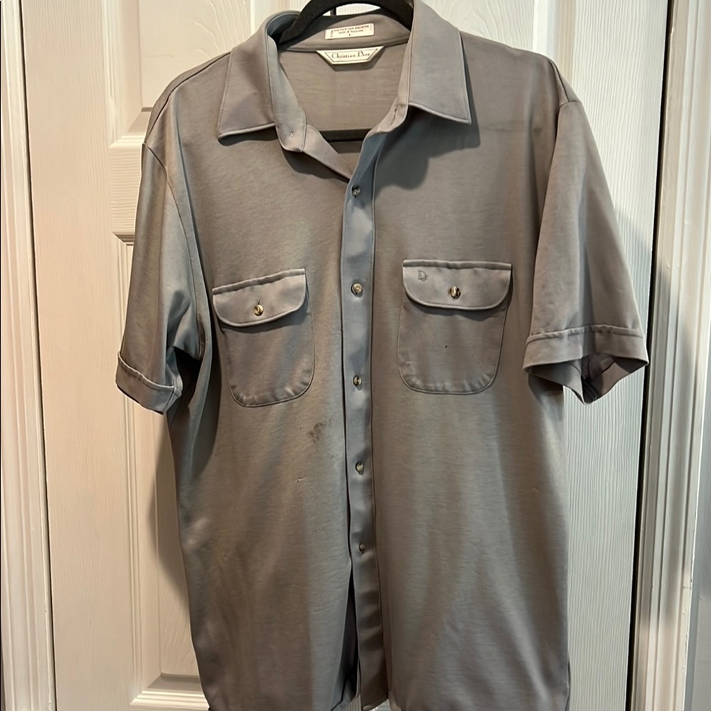 Vintage Dior Gray Casual Button Down Shirt Relaxed Fit